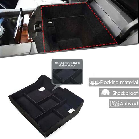 For Cadillac Escalade Center Console Organizer Insert Tray Armrest Storage Box Compatible with Cadillac Escalade Accessories 2019 2018 2017 2016 2015 Flocking Armrest Storage Box - Anti-Skid in Kuwait