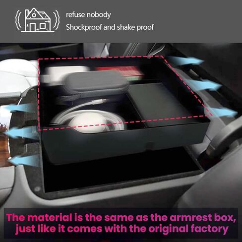 For Cadillac Escalade Center Console Organizer Insert Tray Armrest Storage Box Compatible with Cadillac Escalade Accessories 2019 2018 2017 2016 2015 Flocking Armrest Storage Box - Anti-Skid in Kuwait