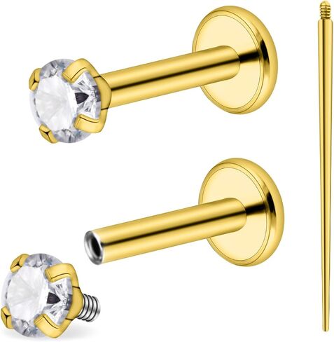 18g Tragus Piercing Jewelry Surgical Steel Internal Thread CZ Nose Rings Stud Helix Piercing Jewelry Flat Back Cartilage Earring for Women Men in Saudi Arabia