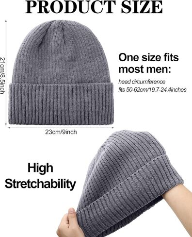 Shihanee 3 Pack Winter Fleece Line Beanie for Men Warm Thermal Knitted Hat for Cold Weather Outdoor Sports, Multicolor in Saudi Arabia