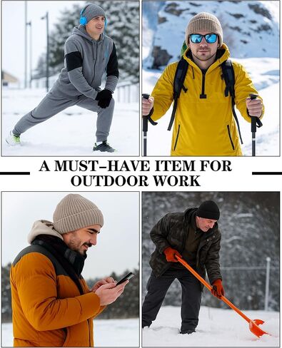 Shihanee 3 Pack Winter Fleece Line Beanie for Men Warm Thermal Knitted Hat for Cold Weather Outdoor Sports, Multicolor in Saudi Arabia