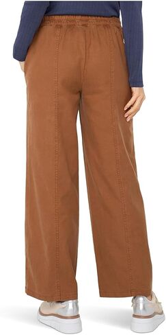 Womens Petite Mid-Rise Wide Leg Trousers with Elastic Back Waistband in Kuwait