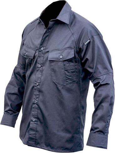 Men's LWV Long Sleeve Vented Shirt - Breathable Durable Rip Stop Athletic Versatile Button Down with Chest Pockets in Saudi Arabia