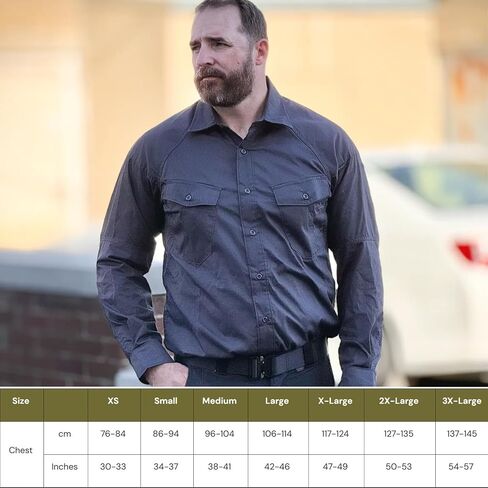 Men's LWV Long Sleeve Vented Shirt - Breathable Durable Rip Stop Athletic Versatile Button Down with Chest Pockets in Saudi Arabia