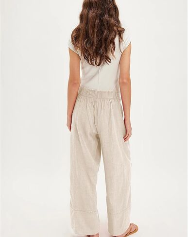 Songling Wide Leg Linen Pants for Women Summer Cotton Casual Palazzo Pant Boho Flowy Beach Pants with Pockets in Kuwait