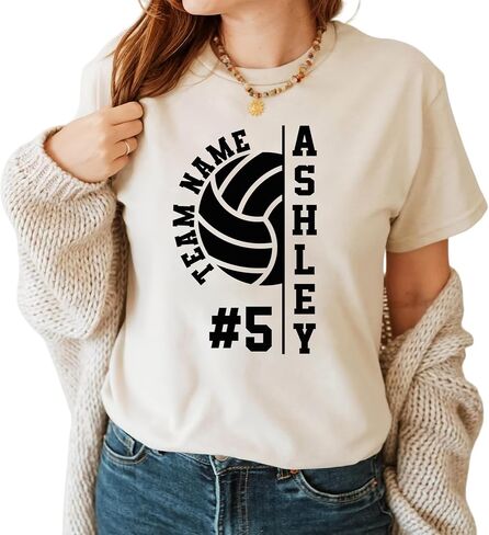 LASFOUR Personalized Volleyball Mom Shirts for Women, Volleyball Mom Shirts with Team Name and Number in Saudi Arabia