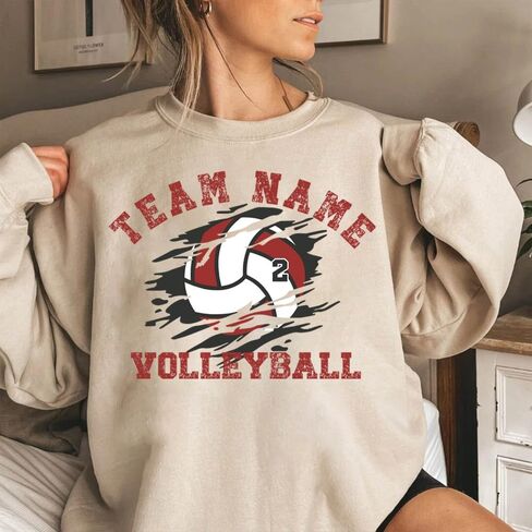 LASFOUR Personalized Volleyball Mom Shirts for Women, Volleyball Mom Shirts with Team Name and Number in Saudi Arabia
