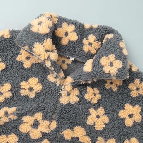 utcoco Women's Floral Sherpa Pullover Half Zip Fleece Sweatshirt with Kangaroo Pocket 2025 Fall Winter Outwear in Saudi Arabia