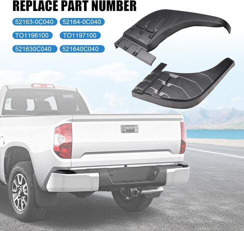 Rear Bumper Step Pad Protector Guards Cover Replacement for Toyota Tundra 2007 2008 2009 2010 2011 2012 2013 Rear Bumper Cover Replaces 52163-0C040 52164-0C040 TO1196100 TO1197100 LH and RH Pair Black in Saudi Arabia