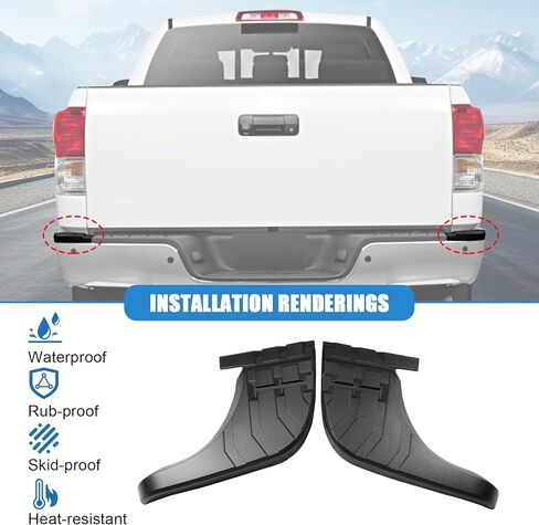 Rear Bumper Step Pad Protector Guards Cover Replacement for Toyota Tundra 2007 2008 2009 2010 2011 2012 2013 Rear Bumper Cover Replaces 52163-0C040 52164-0C040 TO1196100 TO1197100 LH and RH Pair Black in Saudi Arabia