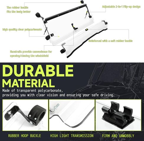 HECASA Flip 2-in-1 Windshield Compatible with 2016+ Honda Pioneer 1000/1000-5 Clear Open Closed Windscreen Gas Spring Included in Saudi Arabia