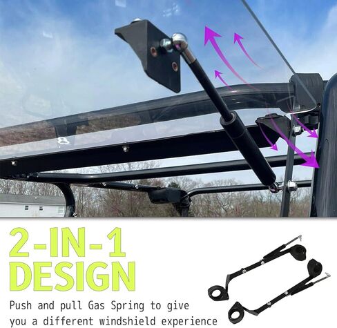 HECASA Flip 2-in-1 Windshield Compatible with 2016+ Honda Pioneer 1000/1000-5 Clear Open Closed Windscreen Gas Spring Included in Saudi Arabia