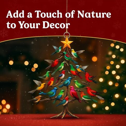 Hummingbird Christmas Ornament, 2D Acrylic Colorful Stack Hummingbird Ornaments, Hummingbirds Christmas Tree Ornament for Winter Bird Home Décor & Hummingbirds Lovers (1 pcs) in Saudi Arabia
