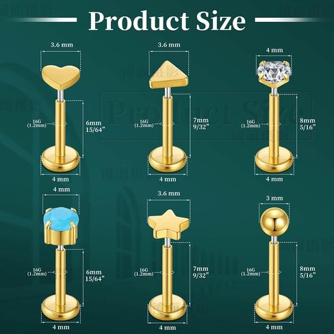 20G Threadless أقراط مسطحة الظهر ترصيع الأنف ترصيع التيتانيوم مجوهرات الجسم للنساء الرجال هيبوالرجينيك الغضروف اللولب الزنمة محارة Daith Rook ثقب المجوهرات in Saudi Arabia
