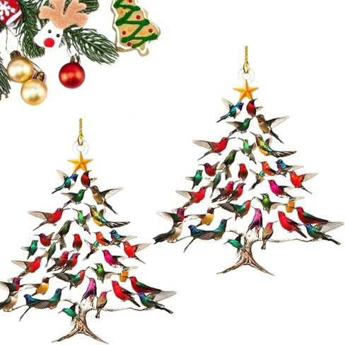 Hummingbird Christmas Ornament, 2D Acrylic Colorful Stack Hummingbird Ornaments, Hummingbirds Christmas Tree Ornament for Winter Bird Home Décor & Hummingbirds Lovers (1 pcs) in Saudi Arabia