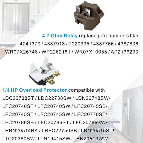 Refrigerator Compressor Starter Relay & Overload Protector Kit for Frigidaire, GE, Whirlpool, Kenmore – Replaces Part Numbers 4387913, 4241370, 7020935, 4387766, 4387836 in Saudi Arabia