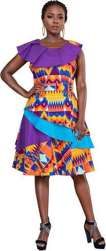 XIAOHUAGUA African Dresses for Women Wax Print Cotton High Waist Dresses Robe Lady Elegant Dress in Saudi Arabia
