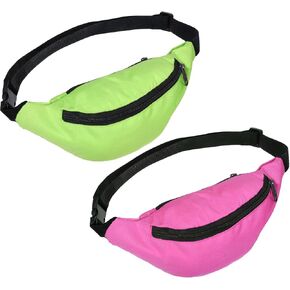 نيون ريترو 80s 90s Fanny Pack 2 قطعة حقائب الخصر للحفلات خفيفة الوزن إكسسوارات الهذيان العتيقة مع حزام قابل للتعديل للسفر والجري وركوب الدراجات والتمارين والأنشطة الخارجية - نمط مشرق in Kuwait