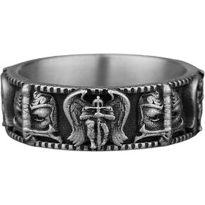 خاتم سانت مايكل رئيس الملائكة للرجال، خواتم دينية مؤكسدة للزوج، خاتم رجالي مصنوع يدويًا من الفضة الإسترليني، هدية ذات مغزى له in Kuwait