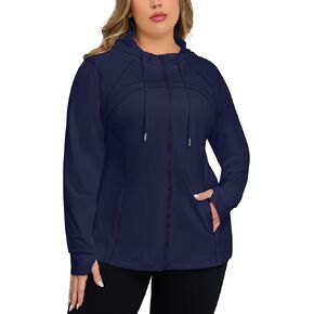 FOREYOND Plus Size Workout Jacket for Women Full Zip Up Lightweight Athletic Jackets Running Gym Yoga with Thumb Holes in Saudi Arabia