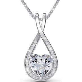 Infinity Heart 1-4 Carat Moissanite Necklace pendant for Women – Sterling Silver Pendant, Love Necklace Gift for Her, Anniversary Jewelry, Valentines Jewelry, Gift for Wife, Mom, or Girlfriend in Saudi Arabia