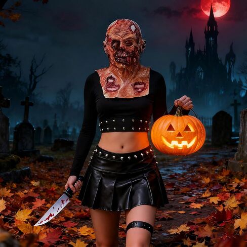 Scary Walking Dead Zombie Monster Mask with Long Tongue, Creepy Latex Face Masks for Halloween Decor Party Props in Saudi Arabia