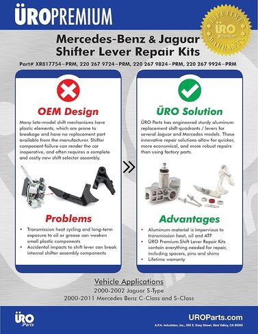 URO Parts 2202679924PRM Shifter Lever Repair Kit, HD Aluminum, Parking Lever Inside Gear Selector, w/ 11mm Offset Pivot in Saudi Arabia