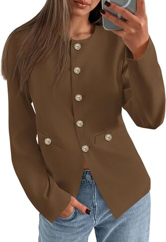 PRETTYGARDEN Women's 2025 Fall Blazers Button Down Fitted Lightweight Dressy Work Suit Jackets Trendy Business Casual Outfits in Saudi Arabia