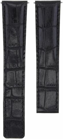 Ewatchparts Leather Watch Band Strap Compatible With Cartier Tank Francaise 18/16mm Deployment Clasp Black in Saudi Arabia