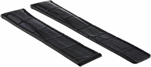 Ewatchparts Leather Watch Band Strap Compatible With Cartier Tank Francaise 18/16mm Deployment Clasp Black in Saudi Arabia