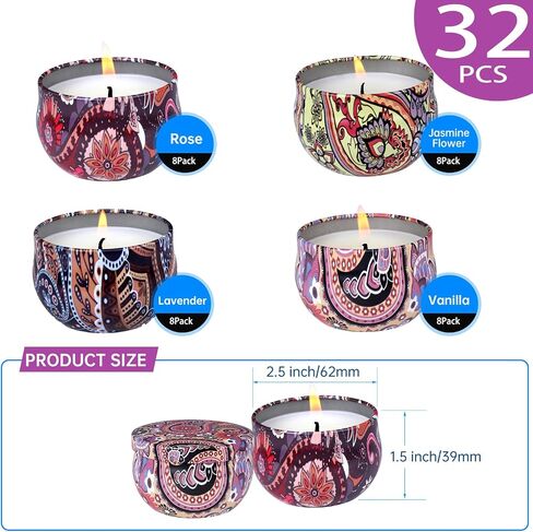 32 Pack Scented Candles Gift Set, Natural Soy Wax Travel Tin Candles for Home Scented, Ideal for Christmas, Birthday, Thanksgiving, Valentines Day Gifts in Saudi Arabia