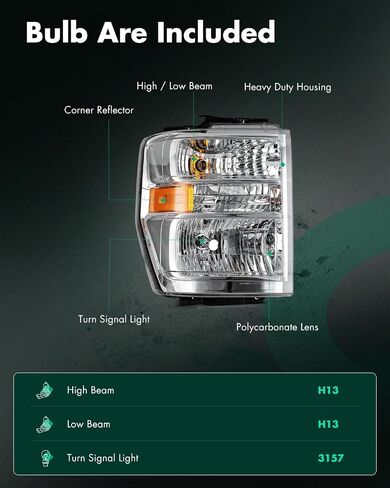 SCITOO Headlight Assembly Fits For 2008-2014 for Ford For E-150 2008-2014 for Ford For E-250 2008-2019 2021 for Ford For E-350 Super Duty Headlamp Driver Side in Saudi Arabia