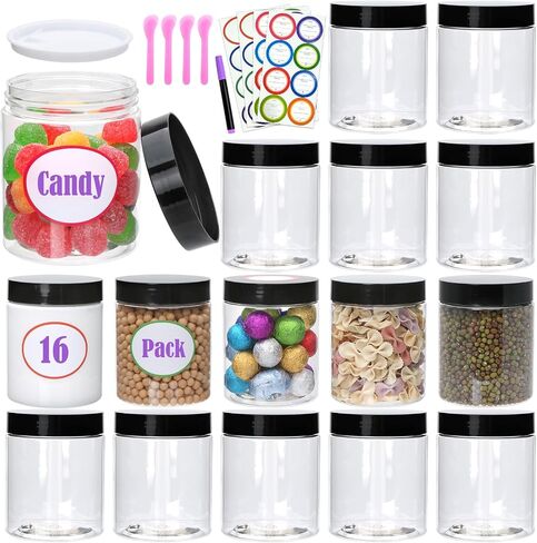 48 Pack 8oz Plastic Containers with Lids, Jars with Lids, Great for storing,lip balms, creams, ointments, cosmetics, samples in Kuwait
