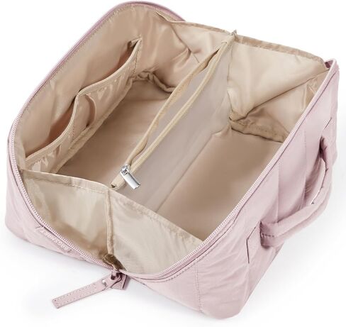 BAGSMART Travel Makeup Bag for Women, Portable Water-resistant Cosmetic Case, Puffy Padded Make Up Organizer Pouch, Open Flat Toiletry Bag for Toiletries, Brushes, Black in Saudi Arabia