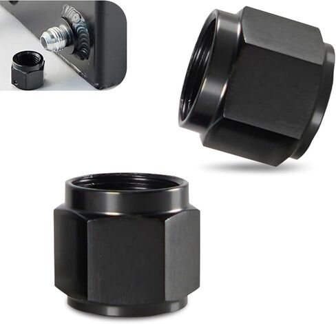 2PCS Radiator Cap, 8AN Flare Cap Block off Fitting Plug, Aluminum Swivel Nut Port Adapter, Automotive Modification Accessories (Black) in Saudi Arabia