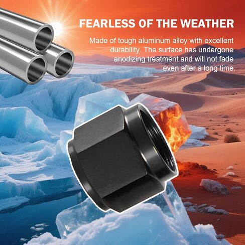 2PCS Radiator Cap, 8AN Flare Cap Block off Fitting Plug, Aluminum Swivel Nut Port Adapter, Automotive Modification Accessories (Black) in Saudi Arabia