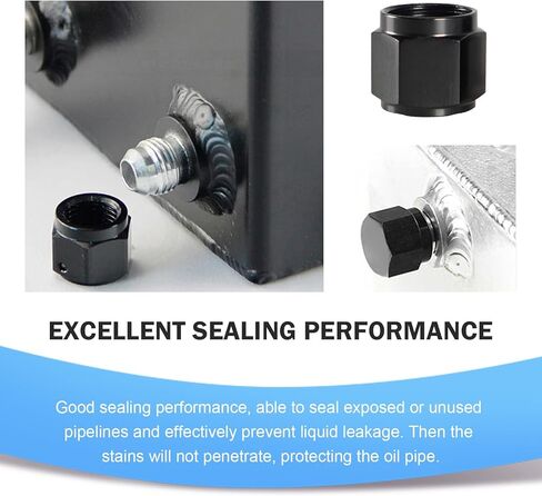 2PCS Radiator Cap, 8AN Flare Cap Block off Fitting Plug, Aluminum Swivel Nut Port Adapter, Automotive Modification Accessories (Black) in Saudi Arabia