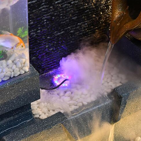 Standing Waterfall Indoor Leisure Fountain Waterfall with Fish Tank and Plant Misting Humidifier, Floor Standing Fountain for Home and Bedroom Decoration Floor Fountain(Beige) in Saudi Arabia
