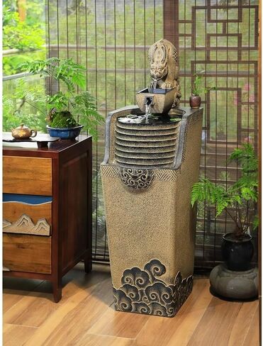 Standing Waterfall Floor to Ceiling Landscape Decoration Indoor Living Room Balcony Outdoor Circulating Water Landscape Fountain Floor Fountain in Saudi Arabia