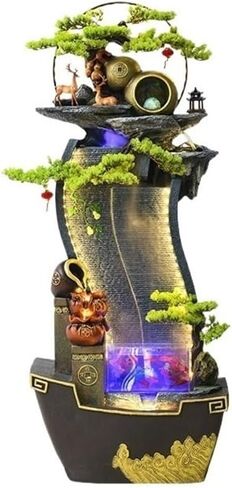 Standing Waterfall Living Room Entrance Rockery, Flowing Water Ornaments, Fish Tank, Water Pool, Landscaping Company, Wealth Seeking Feng Shui Wheel Floor Fountain in Saudi Arabia