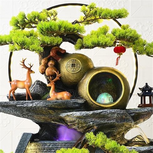 Standing Waterfall Living Room Entrance Rockery, Flowing Water Ornaments, Fish Tank, Water Pool, Landscaping Company, Wealth Seeking Feng Shui Wheel Floor Fountain in Saudi Arabia