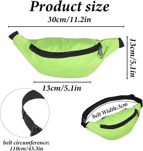 نيون ريترو 80s 90s Fanny Pack 2 قطعة حقائب الخصر للحفلات خفيفة الوزن إكسسوارات الهذيان العتيقة مع حزام قابل للتعديل للسفر والجري وركوب الدراجات والتمارين والأنشطة الخارجية - نمط مشرق in Saudi Arabia