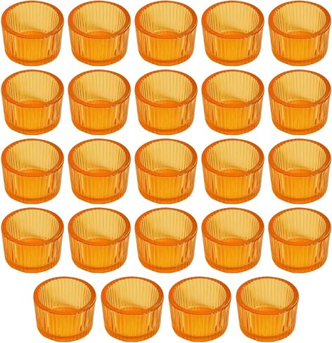 مجموعة حوامل شموع نذرية، 24 قطعة من حامل شموع Tealight الزجاجي، حوامل شموع صغيرة برتقالية لحفلات الزفاف وديكور المنزل وحفلات عيد الهالوين وعيد الشكر، 2.16 × 1.38 بوصة in Saudi Arabia