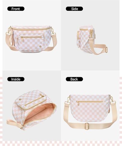 BOSTANTEN Crossbody Bags for Women Cross Body Purse Checkered Bum Bag Large Fanny Waist Pack with Adjustable Strap in Saudi Arabia