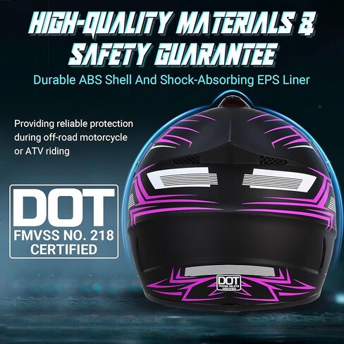 Oryxearth Dirt Bike Helmet with DOT Certified, Adult Off-Road Motorcycle Helmet with Goggles, Gloves & Mask with M/L Size (Red, Purple, Green, Blue), ATV Motocross Helmet with Sun Visor & Ventilation in Kuwait
