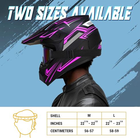Oryxearth Dirt Bike Helmet with DOT Certified, Adult Off-Road Motorcycle Helmet with Goggles, Gloves & Mask with M/L Size (Red, Purple, Green, Blue), ATV Motocross Helmet with Sun Visor & Ventilation in Kuwait