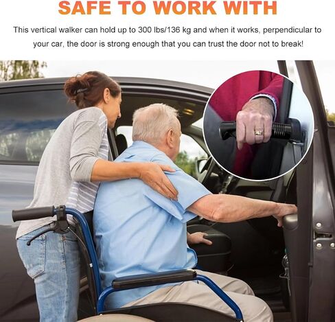 Car Door Handle for Elderly, Portable Car Door Handle Assist Grab Bar, Multifunction Vehicle Support Handle for Seniors and Handicapped, Auto Cane for Getting in and Out of Car (Black) in Saudi Arabia