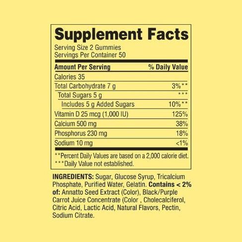 Spring Valley Calcium 500 mg Plus Vitamin D 25 mcg Bone Health Dietary Supplement Gummies, 100 Count + DRI Store Sticker. in Saudi Arabia