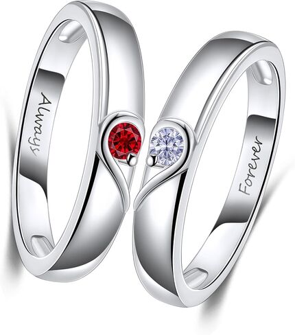 LYTTMAB Love Heart Ring For Mother Daughter, Sterling S925 Silver Birthstone Ring For 2 Women, Friendship Rings For Best Friends Sister, BFF Matching Rings For Couple, I Love You Forever and Always in Kuwait