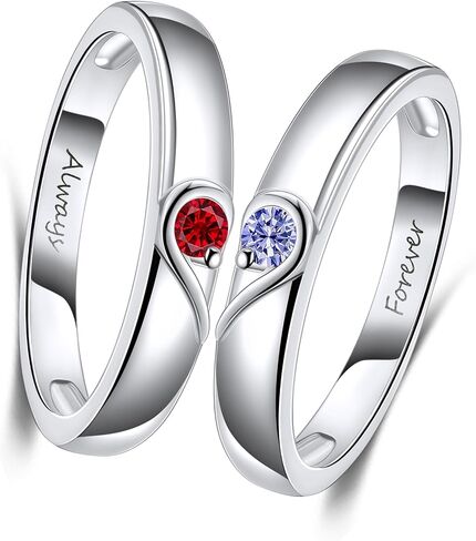 LYTTMAB Love Heart Ring For Mother Daughter, Sterling S925 Silver Birthstone Ring For 2 Women, Friendship Rings For Best Friends Sister, BFF Matching Rings For Couple, I Love You Forever and Always in Kuwait
